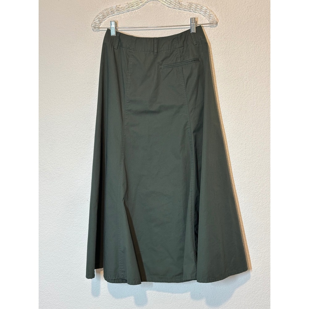 Uniqlo U Lemaire Womens Cotton A-Line Midi Skirt Olive Green 221-445002 Size 6